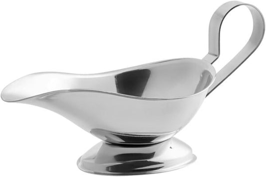 Stainless Steel Gravy Boat with Contoured Handle Set of 2 - Serving Dispenser for Gravy Cream Sauce Salad Dressing Sauce Jug Ideal Sauce Serving Dish for Dinner Holiday