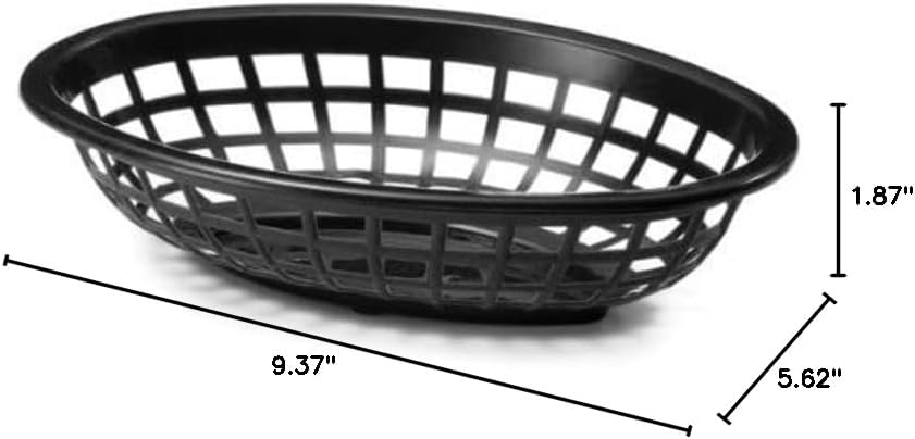 9-3/8" Oval Fast Food Basket Plastic - Fry Fast Food Reusable Foodservice Restaurant Diner Tray Plates Restaurant Deli Serving Chicken Burgers Sandwiches & Fries