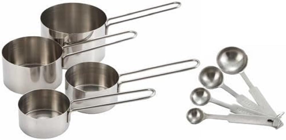 8-piece Ingredients Stainless Steel Measuring Cup and Measuring Spoon Set- Nesting Measuring Cups Stackable Cups and Spoons Kitchen Gadgets for Cooking & Baking