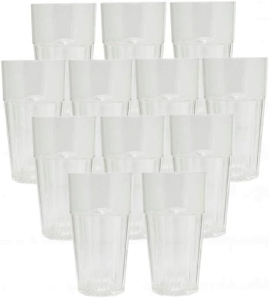 Diamond Tumbler/Drinking Cups Polycarbonate Set of 12-Premium Iced Tea Glasses Stackable Reusable Drinking Glasses Dishwasher Safe Break-Resistant for Home Restaurants
