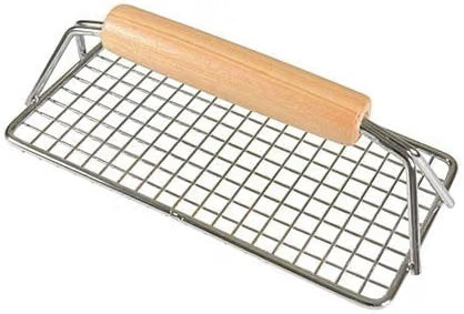 8" x 4" Heavy Duty Bacon Press Chrome Plated Steel with Wooden Handle - Heavy Duty Press Grill Press Meat Burger Bacon Steak Sausage for Perfectly Seared Bacon Steak & Sandwiches