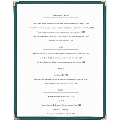 Single Restaurant Menu Covers 1 Page 2 View Set of 10- Crystal Clear Menu Covers Fits A4 Size Paper Menu Sleeve Menu Folder Menu Book Holders for Bar Cafe Restaurant