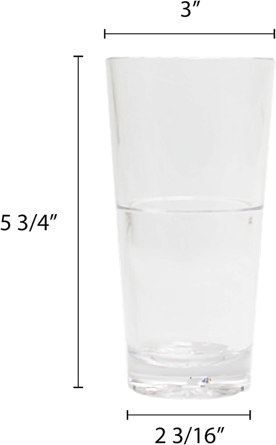 Starburst Tumbler Polycarbonate with Heavy Base Clear Color- Stackable Highball Drinking Glass Clear Tall Glass Cup Water Glass Mojito Glass Cup Cocktail Glass