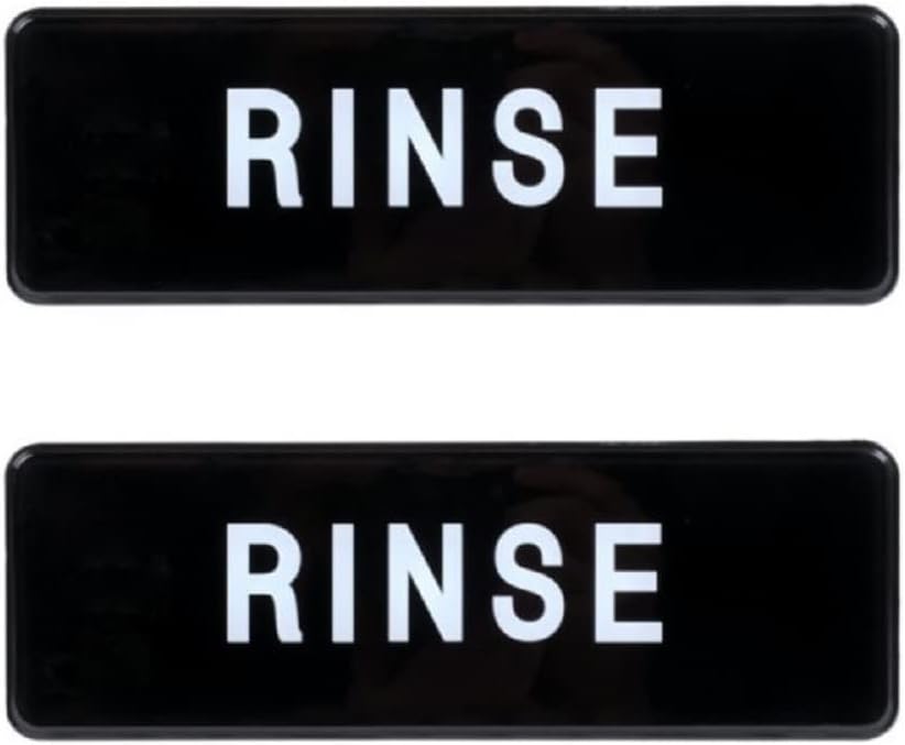 9" x 3" Rinse Sign with Easy Peel Self-Adhesive White on Black Color Set of 2- Door Sign Waterproof Self Adhesive Store Signs Indoor/Outdoor Warning Marker Home Business Use