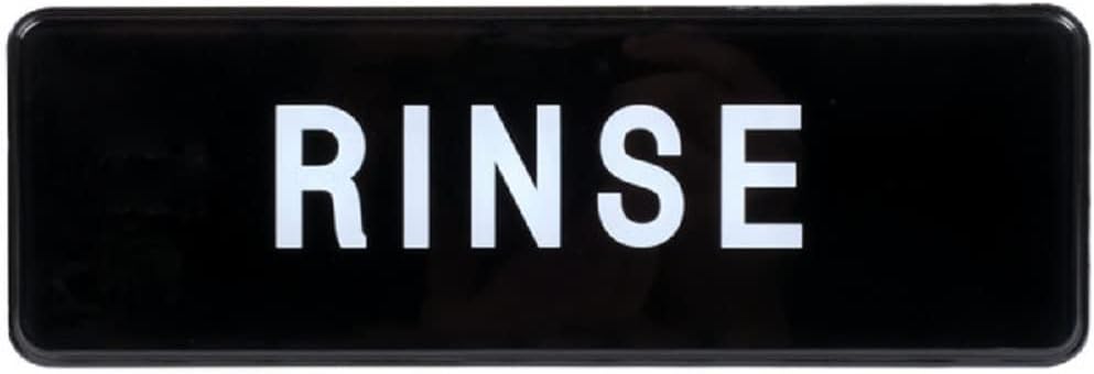 9" x 3" Rinse Sign with Easy Peel Self-Adhesive White on Black Color Set of 2- Door Sign Waterproof Self Adhesive Store Signs Indoor/Outdoor Warning Marker Home Business Use
