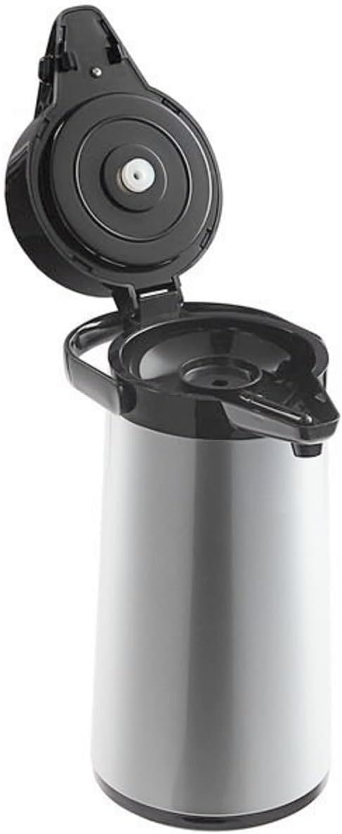 Push Button Coffee Airpot Stainless Steel Body Glass Lined - Hot Beverage Coffee Chocolate Juice Tea Drinks Dispenser Ideal for Large Crowds for Any Occasion