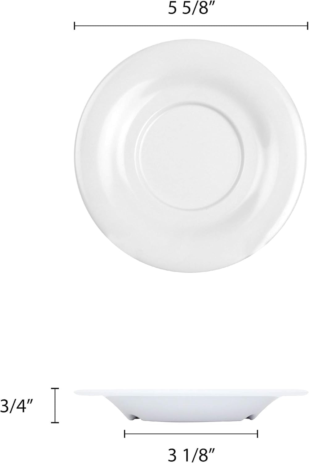 5-1/2” Saucer Melamine Set of 12 for Bouillon Cup/Salad Bowl - Dishwasher Safe Break-Resistant Appetizer Dessert Plates Coffee Cup Saucers Drinkware Home Cafe