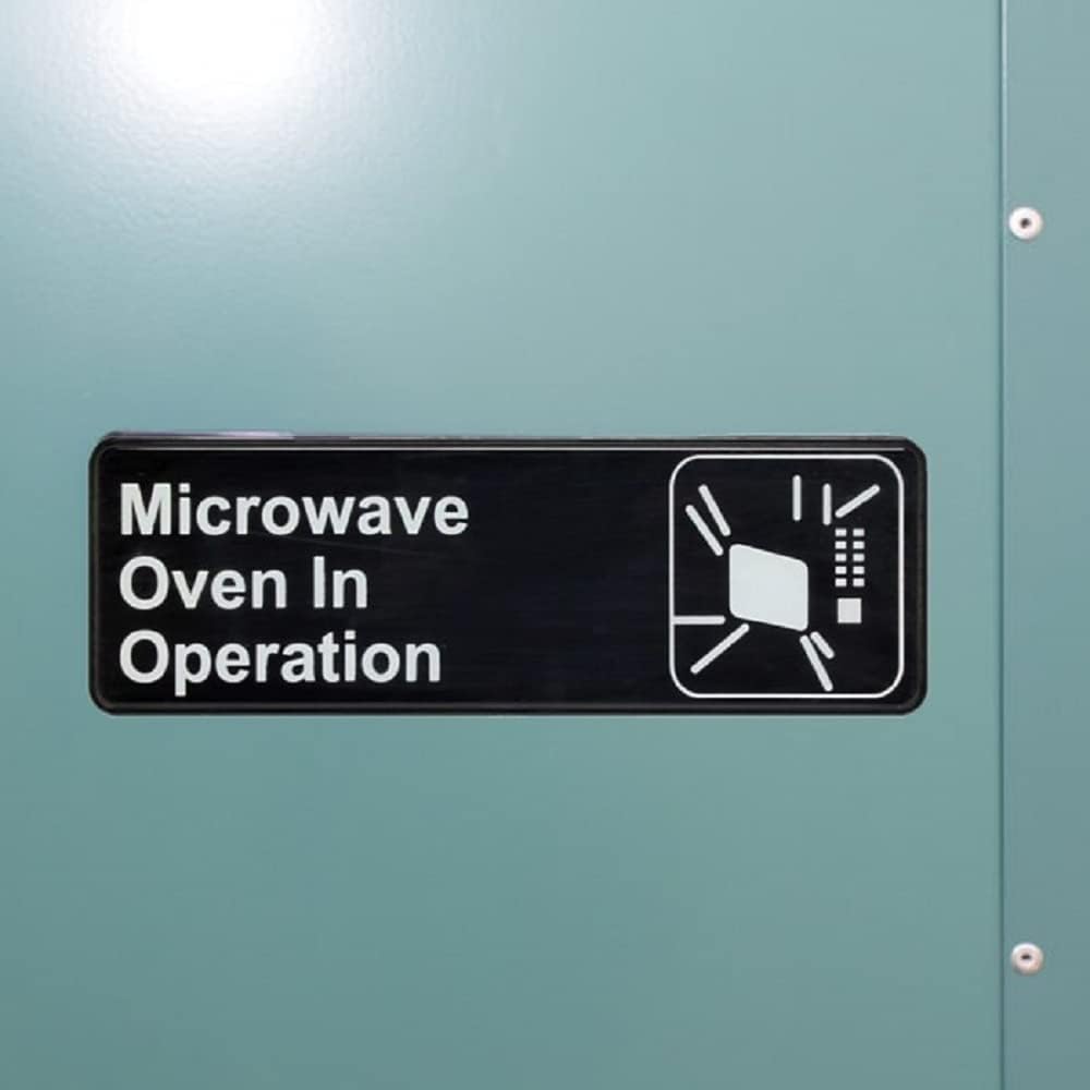9" x 3" Microwave Oven In Operation Sign with Easy Peel Self-Adhesive White on Black Color Set of 2- Door Sign Waterproof Self Adhesive Store Signs Indoor/Outdoor Warning Marker Home Business Use