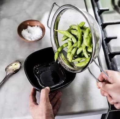 Single Mesh Strainer Stainless Steel with Frame and 3/4" Support Handle- Kitchen Utensil Food Strainer Skimmer Spoon for Cooking Sieve Sifters Rice Quinoa Pasta Fruits Vegetable