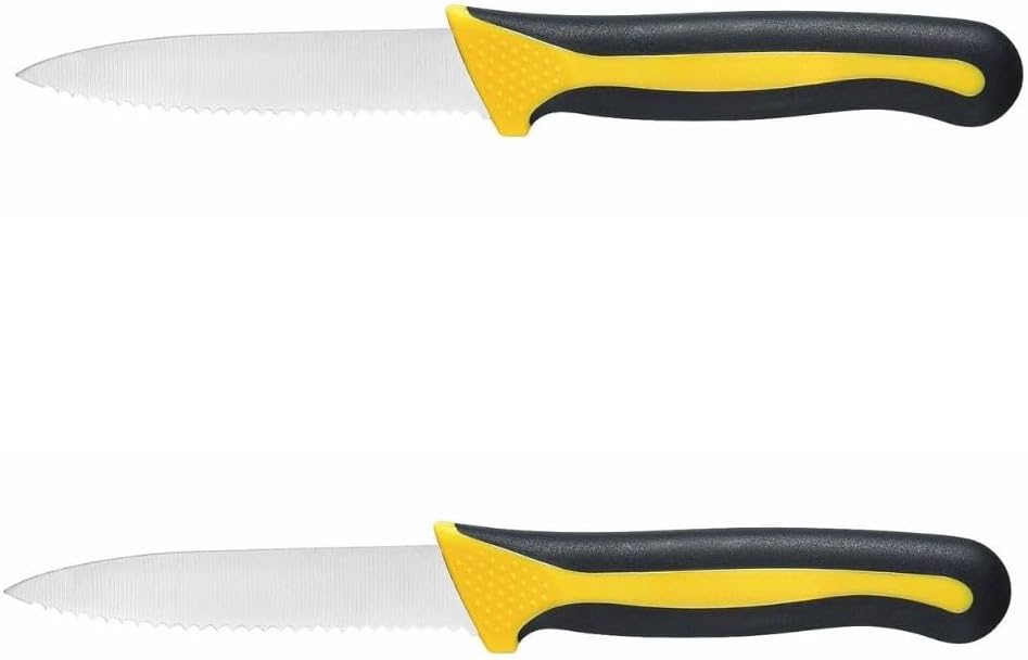 Blade Serrated Paring Knife German Steel with Soft-Grip Handles Set of 2- Fruit Knifes Razor Sharp Pairing Knives Kitchen Knives for Fruits Vegetables Home Kitchen Restaurants