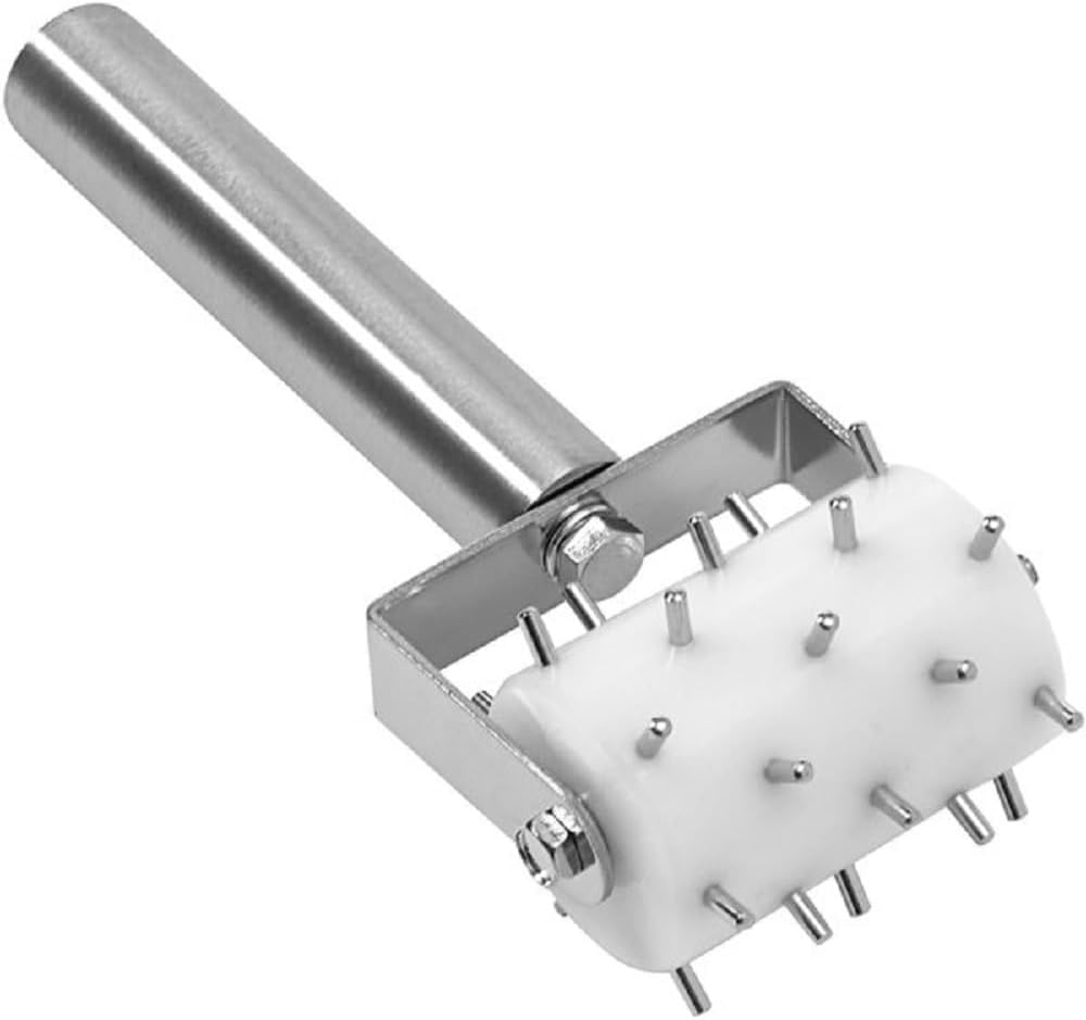 Pizza Dough Roller Docker with Pins Stainless Steel Handle with Plastic barrel 8-1/8" x 5-3/8" - Pastry Dough Docker for Crackers Bread Pie Cake Cookies Pizza Dough Docker