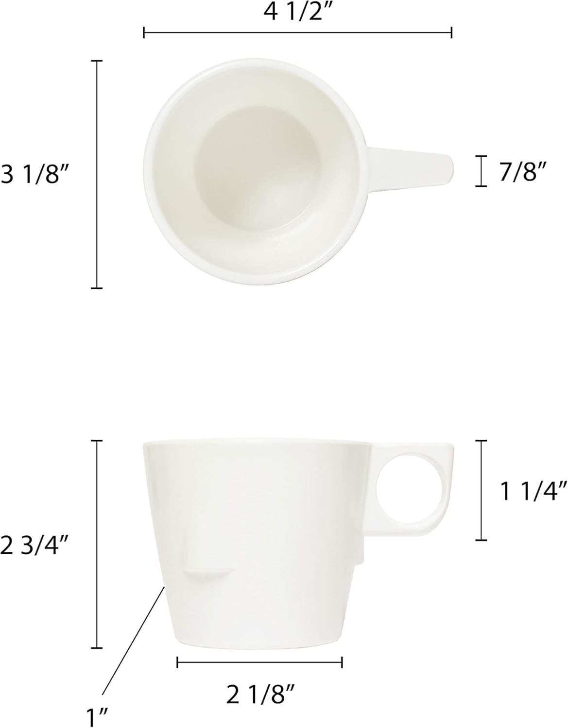 7 oz Stacking Cup Melamine Set of 12- Dishwasher Safe Break-Resistant Coffee Cup Set Reusable Plastic Cup for Latte Cappuccino Cocoa Hot Tea Mocha Home Cafe Restaurants