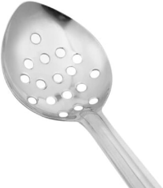 Perforated Curved Basting Spoon Stainless Steel with Hanging Slot- Pot Basting Spoon Utensil Spoon for Mixing Stirring Cooking & Serving Kitchen Accessories Restaurants and Home