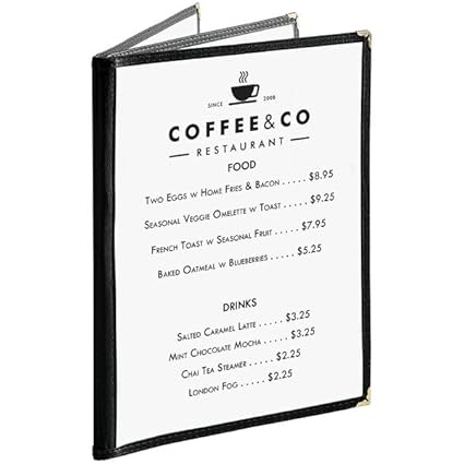 Triple Page Book Fold Restaurant Menu Covers 3 Page 6 View Set of 10- Crystal Clear Menu Covers Sleeve Menu Folder Menu Book Holders for Bar Cafe Restaurant