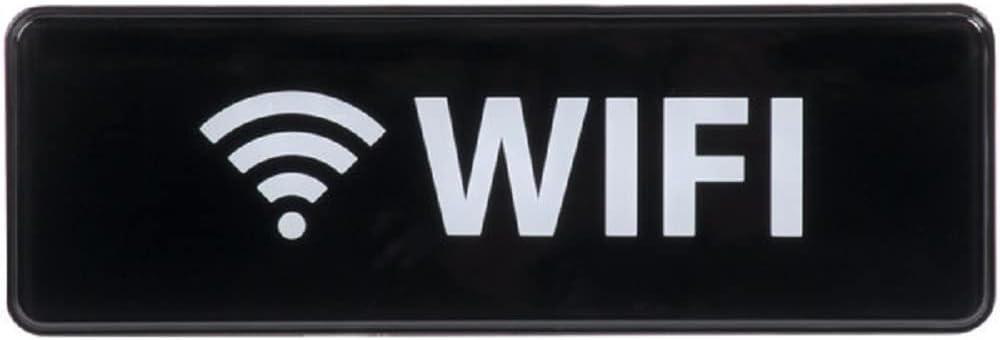 9" x 3" Wifi Sign with Easy Peel Self-Adhesive White on Black Color Set of 2- Door Sign Waterproof Self Adhesive Store Signs Indoor/Outdoor Warning Marker Home Business Use