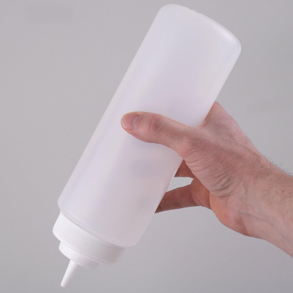 Set of 12 Squeeze Condiment Wide Mouth Dispensing Bottles 32 oz Clear- Plastic Squeeze Bottle For Sauces Spreads Ketchup Mustard Mayo