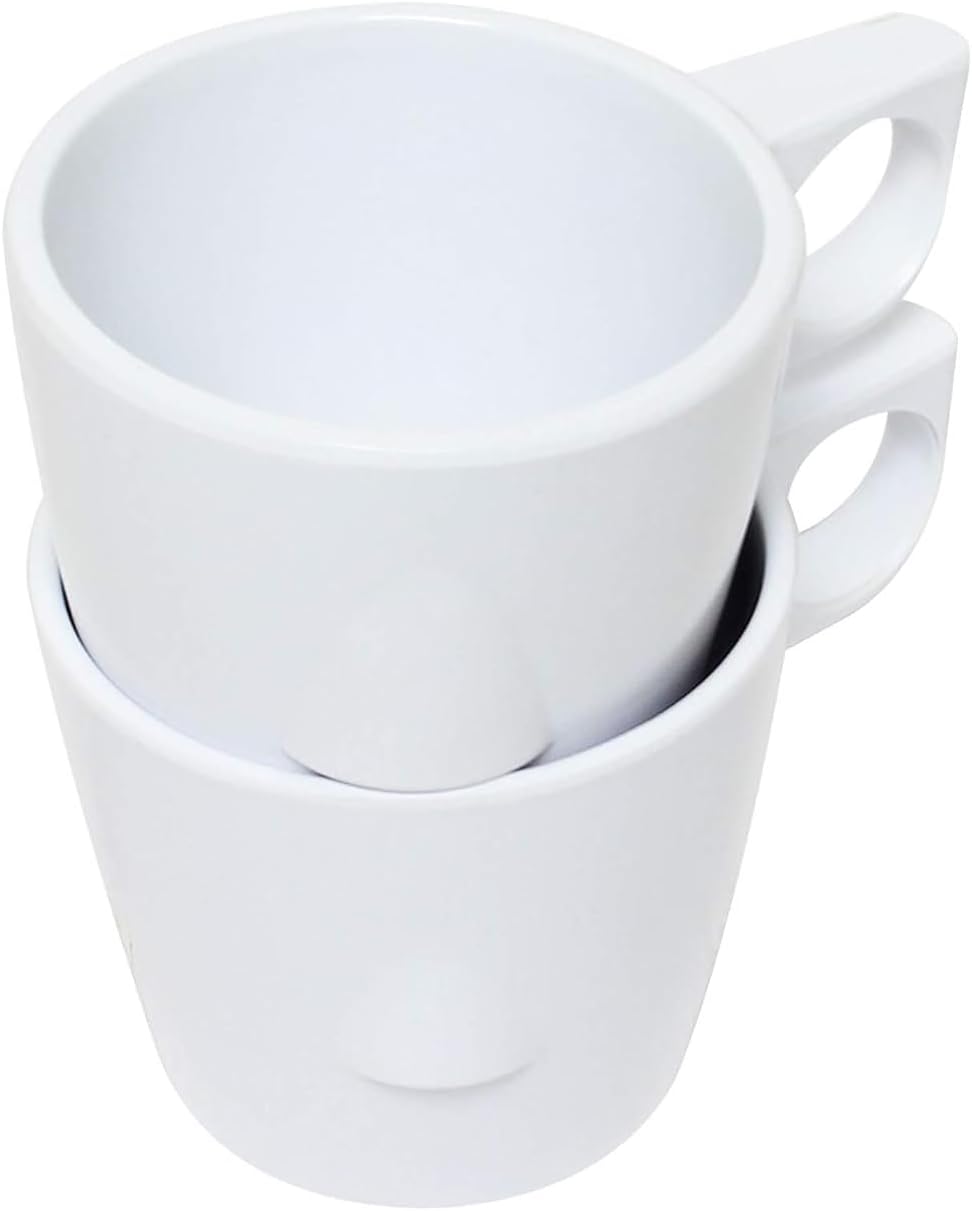 7 oz Stacking Cup Melamine Set of 12- Dishwasher Safe Break-Resistant Coffee Cup Set Reusable Plastic Cup for Latte Cappuccino Cocoa Hot Tea Mocha Home Cafe Restaurants