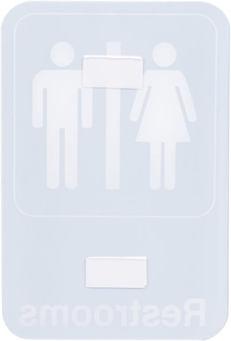 6" x 9" Restrooms Sign with Easy Peel Self-Adhesive White on Black Color Set of 2- Waterproof Self Adhesive Store Signs Indoor/Outdoor Warning Marker Home Business Use