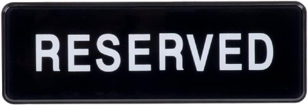 9" x 3" Reserved Sign with Easy Peel Self-Adhesive White on Black Color Set of 2- Door Sign Waterproof Self Adhesive Store Signs Indoor/Outdoor Warning Marker Home Business Use