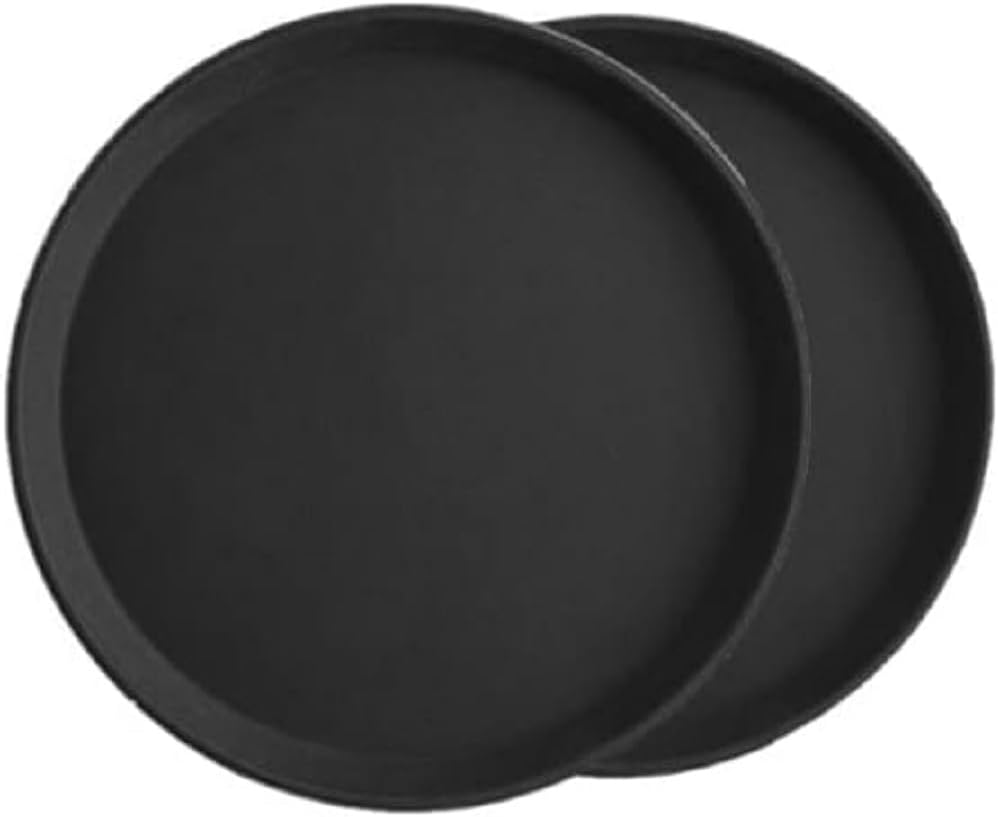 Serving Tray Fiberglass Set of 2- Non Slip Surface Service Trays Round Tray Plastic Food Meals Server Tray for Home Kitchen Restaurant Cafeteria Bar Hotel