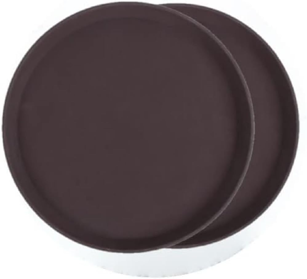 Serving Tray Fiberglass Set of 2- Non Slip Surface Service Trays Round Tray Plastic Food Meals Server Tray for Home Kitchen Restaurant Cafeteria Bar Hotel