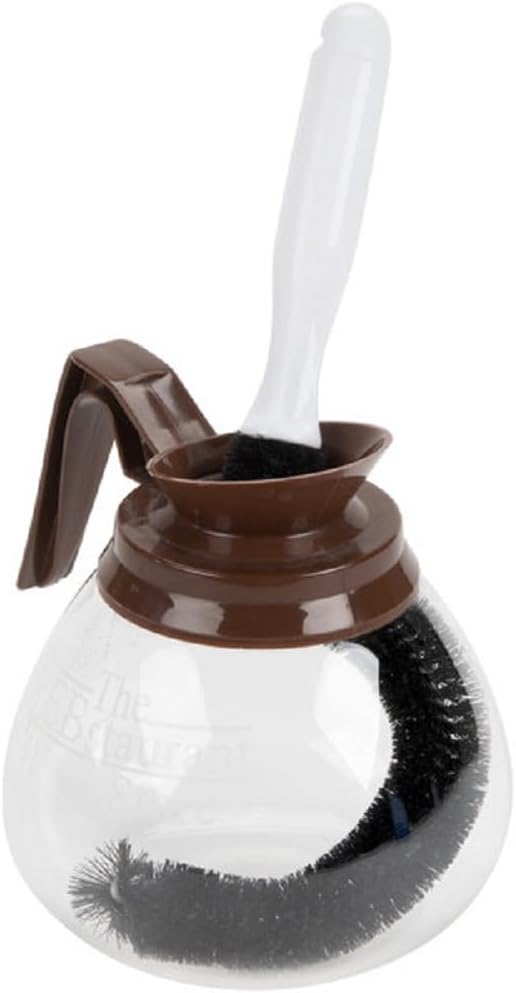 Coffee Decanter Cleaning Brush with Curved Head and Plastic Handle-Nylon Brush Household Tools Flexible Scourer for Decanters Goblets Glasses Cups