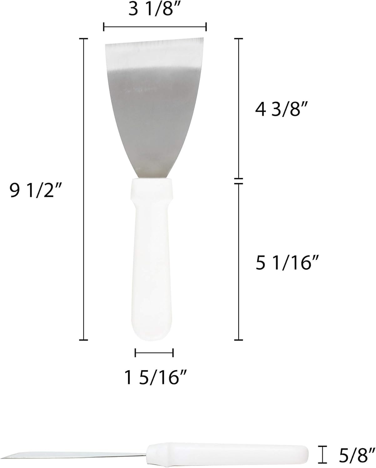 3-Inch Stainless Steel Blade Pan Scraper with White Plastic Handle- Flat Top Griddle Accessories Hamburger Pancake Spatula Flipper Grill Scraper Utensil for Home Kitchen Restaurants