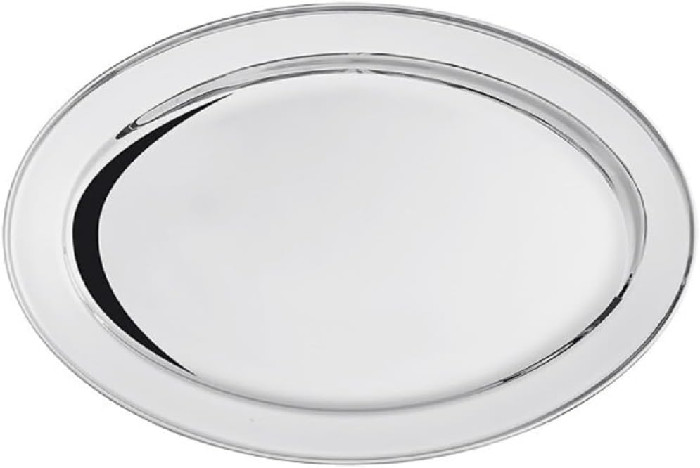 22” Stainless Steel Oval Serving Platter - Heavy Duty Metal Serving Tray Serving Platters for Appetizer Snack Fruit Cake Server Party Food Display Tray Serving Dishes for Entertaining