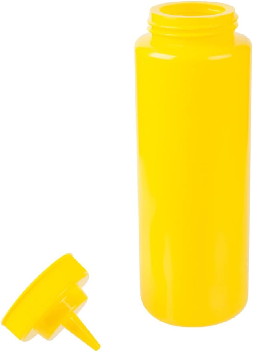 Set of 6 Squeeze Condiment Wide Mouth Dispensing Bottles - Plastic Squeeze Bottle for Sauces Spreads Ketchup Mustard Mayo Hot sauces and Olive oil