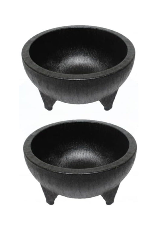 Molcajete Salsa Bowl Black Color - Perfect for Parties Events Regular Use Great for Molcajete Chips Guacamole Serving Dish Sauce Cup Side dish Snack Dip Nuts or Candy