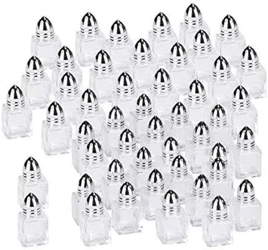 Mini Salt Shakers Glass Body - Salt Pepper Shakers for Restaurants Weddings