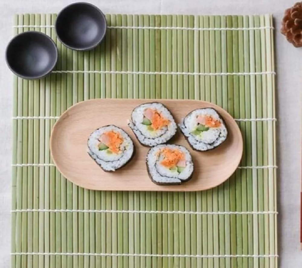 9-1/2” x 9-1/2” Bamboo Sushi Roller Set of 3 - Sushi Rolling Mat Sushi Roll Maker Kimbap Roller for Making Shaping & Molding Sushi Roll & Kimbap Home Kitchen Restaurant