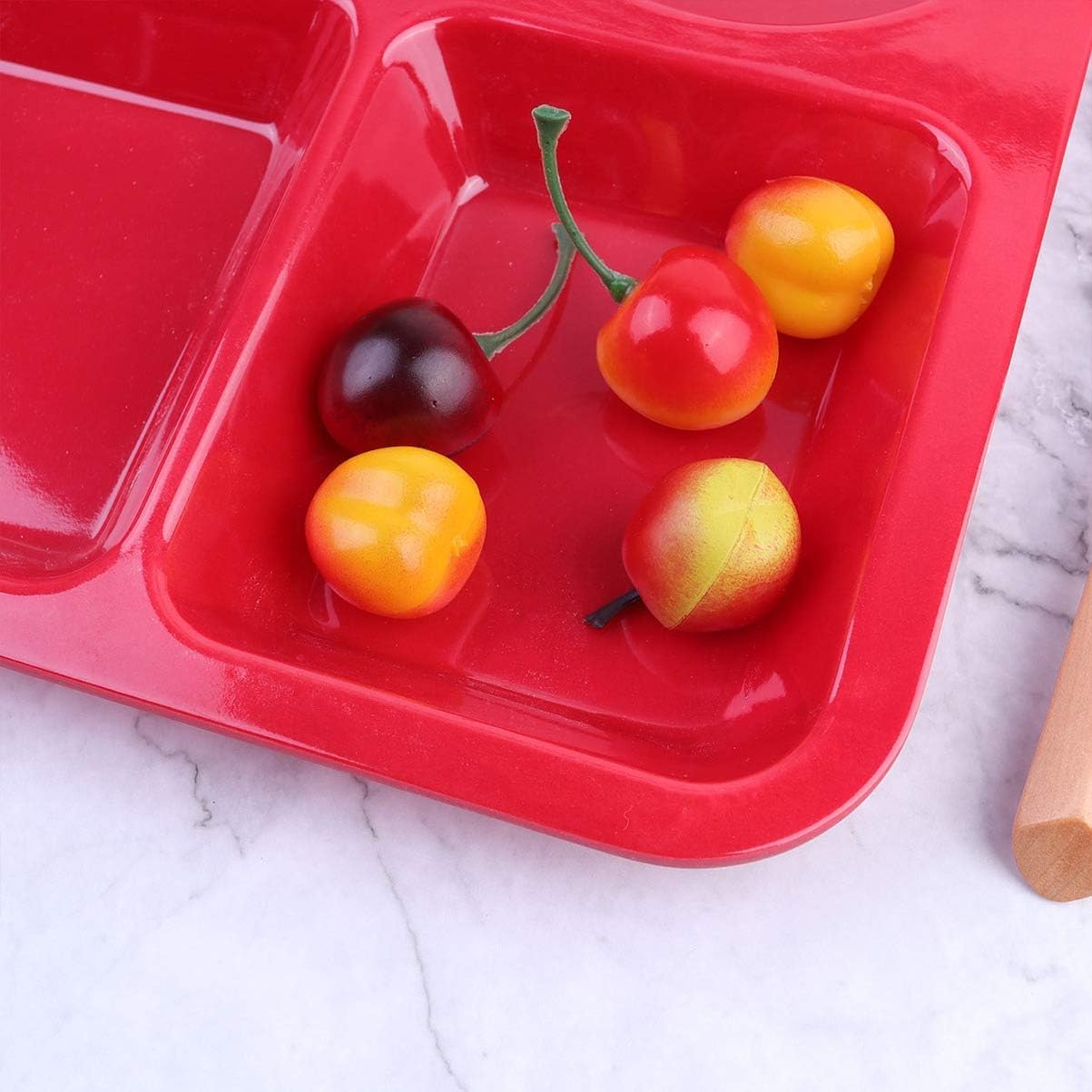 60 oz Rectangular 4-Section Tray Passion Melamine - Dishwasher Safe Serving Bowl Dipping Sauce Dishes Sauce Bowls for Dips Chips Veggies Fruits Home Restaurants