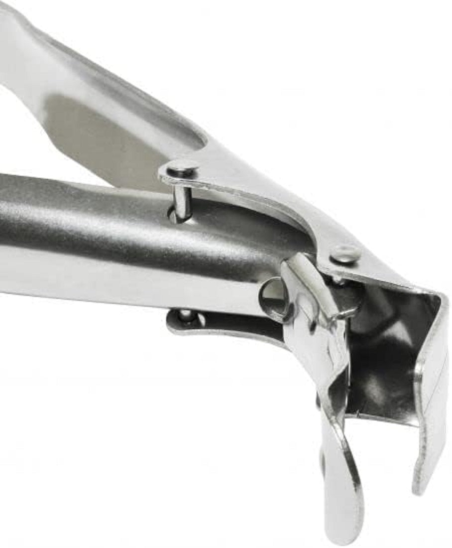 Shallow Dish Pizza Pan Gripper Stainless Steel 7-7/8" x 1-1/7" x 2-3/4" - Pan Tongs Gripper Clip Tongs Great for Pulling Hot Pizza Pan out of the Oven Microwave