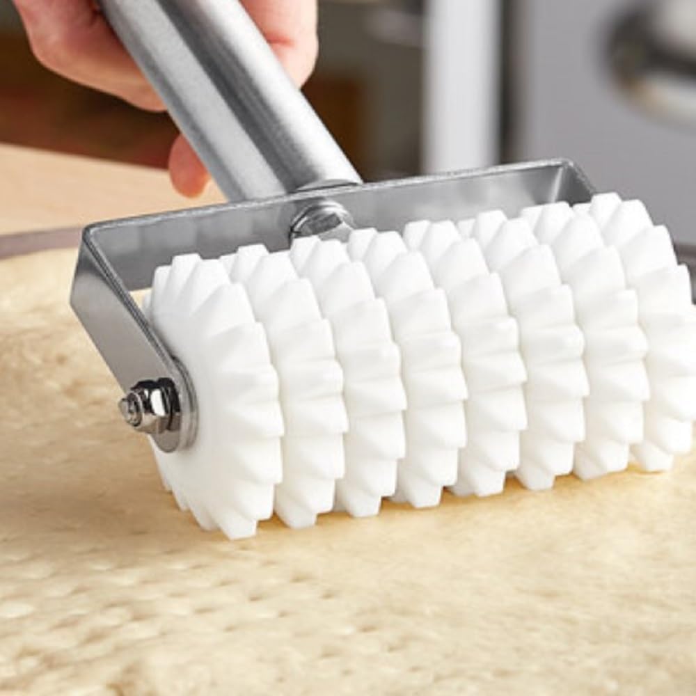 Pizza Dough Roller Docker 8 Wheels Stainless Steel Handle with Plastic barrel 8" x 4-7/8" - Pastry Dough Docker Pizza Dough Docker for Crackers Homemade Bread Pie Cake Pizza Dough Roller
