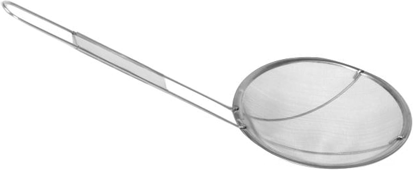 Round Fine Mesh Wire Skimmer Nickel Plated- Kitchen Utensil Food Strainer Skimmer Spoon for Cooking Sieve Sifters Rice Quinoa Pasta Fruits Vegetables etc.