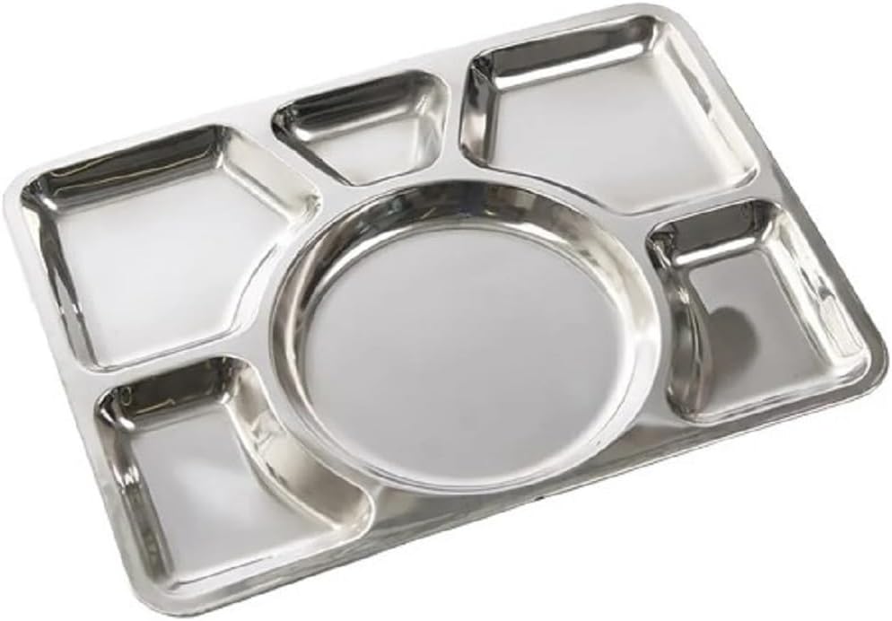 Stainless Steel Tray- Portion Control Plate Divided Plate Reusable Dinnerware Compartment Plate Dishwasher Safe Perfect for Dinner Dishes
