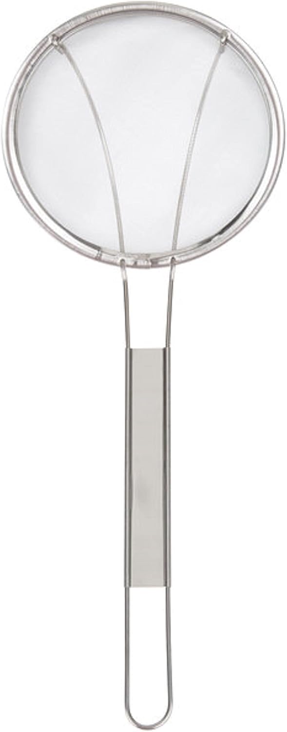 Round Fine Mesh Wire Skimmer Nickel Plated- Kitchen Utensil Food Strainer Skimmer Spoon for Cooking Sieve Sifters Rice Quinoa Pasta Fruits Vegetables etc.