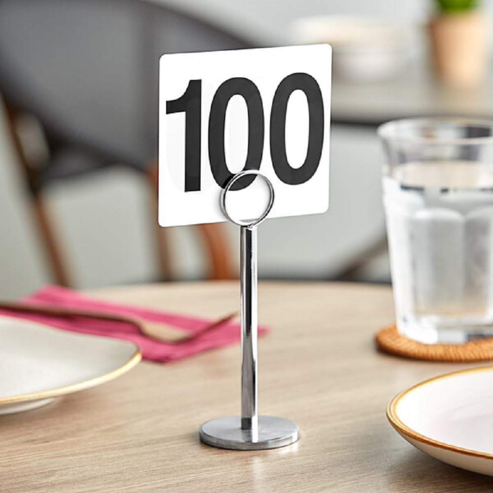 Plastic Table Numbers 4" x 4" Black on White Color Double Sided- Plastic Restaurant Wedding Table Number Cards Signs for Party Banquets Wedding Reception and Restaurants