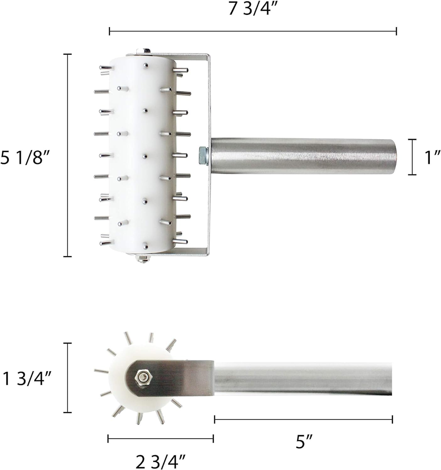 Pizza Dough Roller Docker with Pins Stainless Steel Handle with Plastic barrel 8-1/8" x 5-3/8" - Pastry Dough Docker for Crackers Bread Pie Cake Cookies Pizza Dough Docker