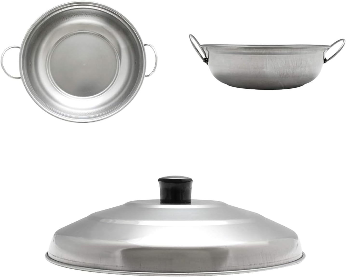 Stainless Steel Round Wok Chafer - Round Chafing Dish Chaffing Servers with Covers Food Warmer for Home Restaurant Parties Buffets