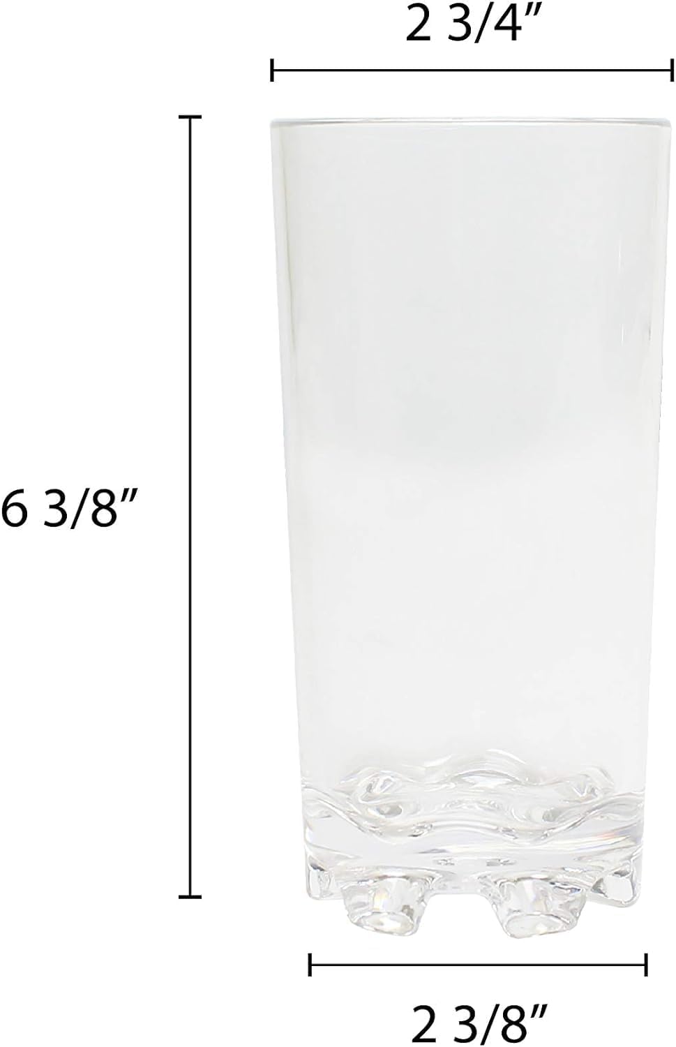 Classic Tumbler Polycarbonate with Footed Heavy Base Clear Color- Highball Drinking Glass Clear Tall Glass Cup Water Glass Mojito Glass Cup Cocktail Glass