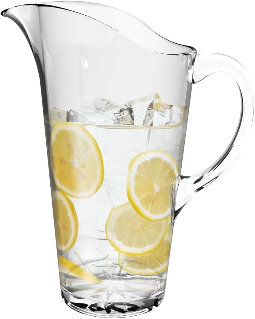 Water Pitcher Polycarbonate- Carafe Clear Plastic Pitcher Juice Containers for Water Iced Tea Juice Beverage Milk Cold Brew Mimosa Bar Perfect for Home and Restaurants