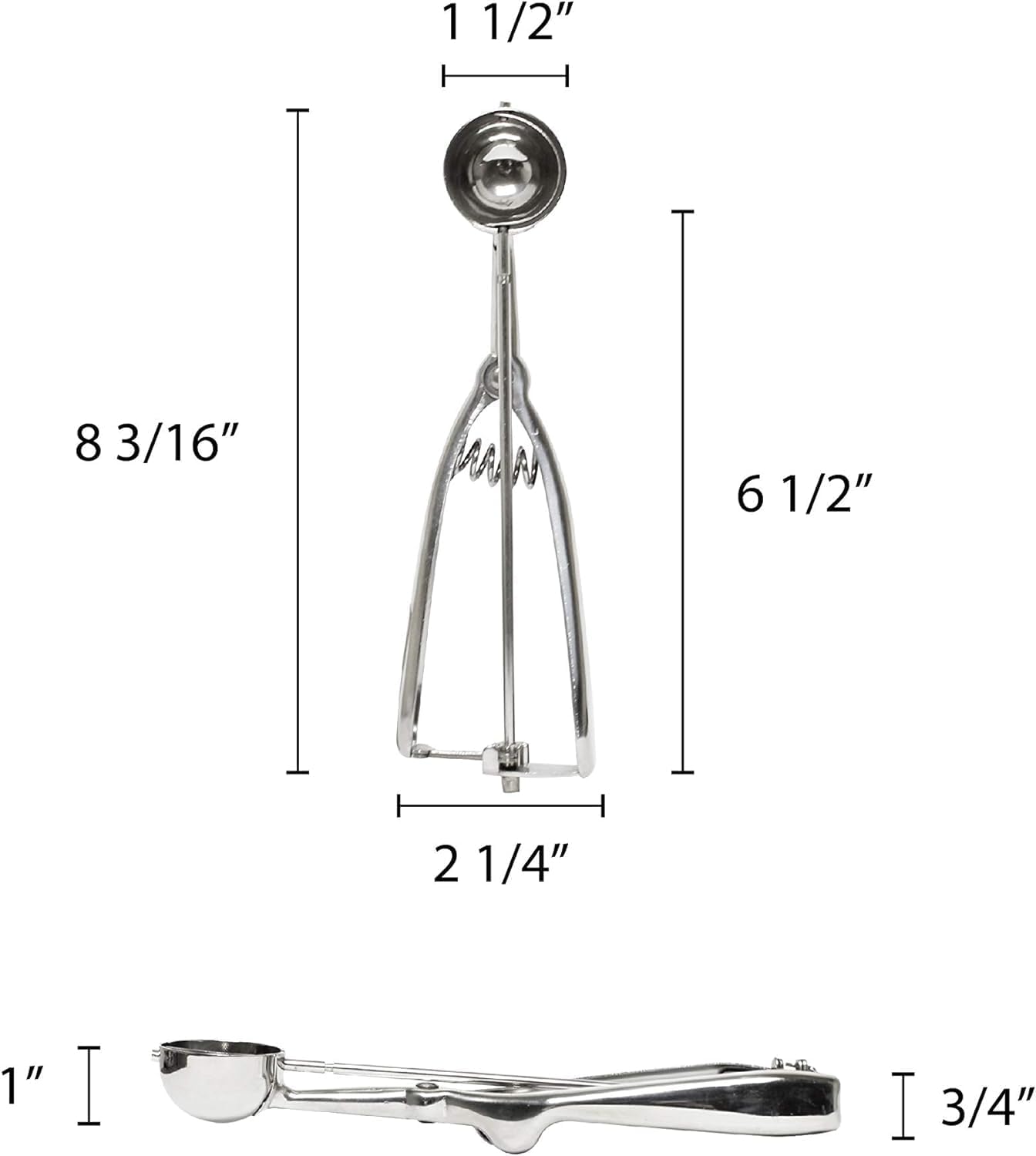 Oval Portion Scoop Disher with Twin Grip Handle Stainless Steel- Cookie Scooper for Baking Cookie Scoops For Portion Control Scoop Cookie Dough Cupcake Batter Ice Cream