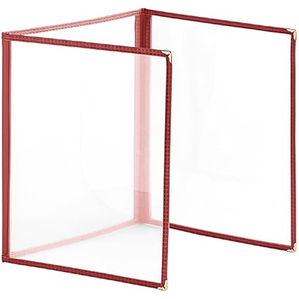 Triple Fold Restaurant Menu Covers 3 Page 6 View Set of 10- Crystal Clear Menu Covers Fits A4 Size Paper Sleeve Menu Folder Menu Book Holders for Bar Cafe Restaurant