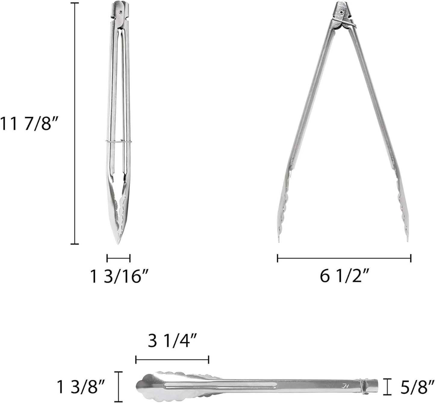 Stainless Steel Flat Spring Utility Tong with Locking Ring Set of 3- Food Tongs Cooking Tongs for Grilling Barbecue Buffets Home Restaurants Food Tong Buffet Tong Appetizer Tong