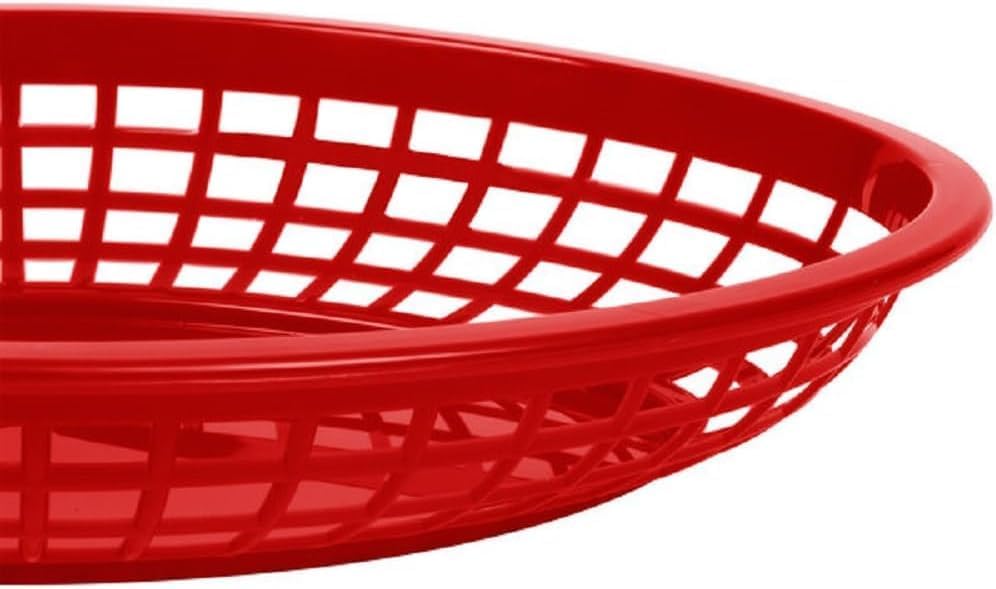 9-3/8" Oval Fast Food Basket Plastic - Fry Fast Food Reusable Foodservice Restaurant Diner Tray Plates Restaurant Deli Serving Chicken Burgers Sandwiches & Fries