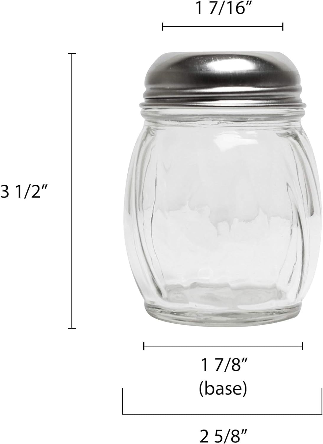 6 oz. Stainless Steel Slotted Swirl Glass Cheese Shaker Set of 12- Swirl design for Spices Parmesan Cheese Spice Shakers Salt & Pepper Shakers