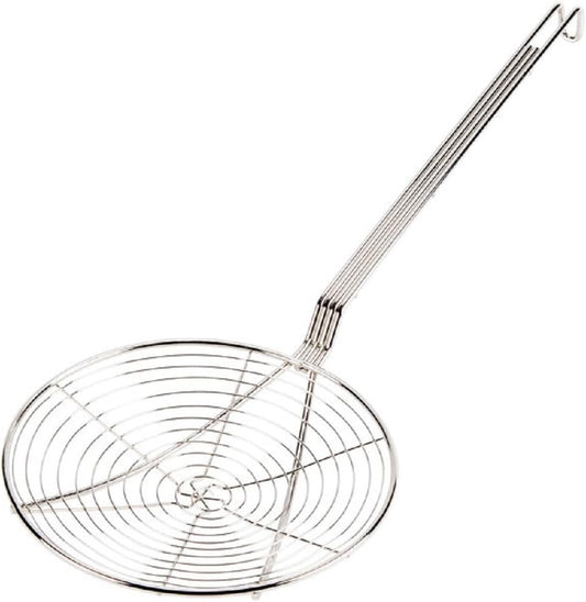 Round Spiral Wire Skimmer with 13" Handle Length Nickel Plated- Kitchen Utensil Food Strainer Skimmer Spoon for Cooking Sieve Sifters Rice Quinoa Pasta Fruits Vegetables etc.