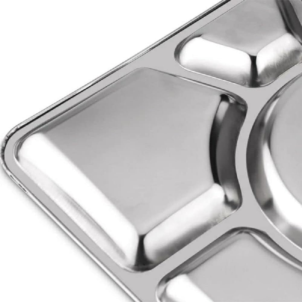 Stainless Steel Tray- Portion Control Plate Divided Plate Reusable Dinnerware Compartment Plate Dishwasher Safe Perfect for Dinner Dishes